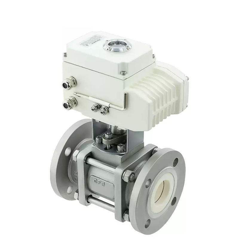 Electric ceramic ball valve with flanged ends